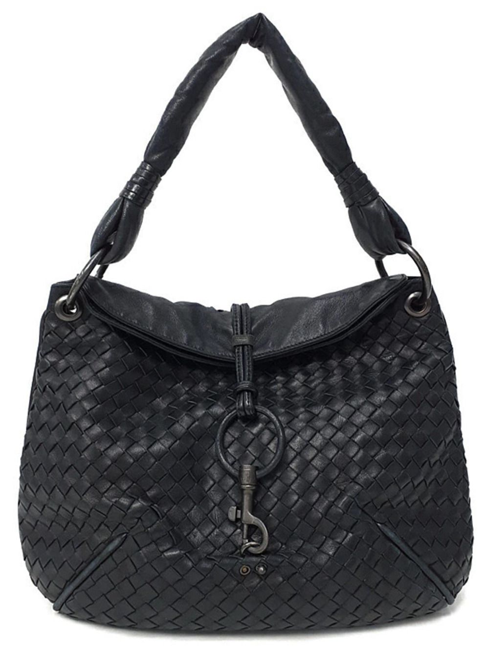Bottega Veneta Intrecciato Veneta Hobo Bag woven leather Black